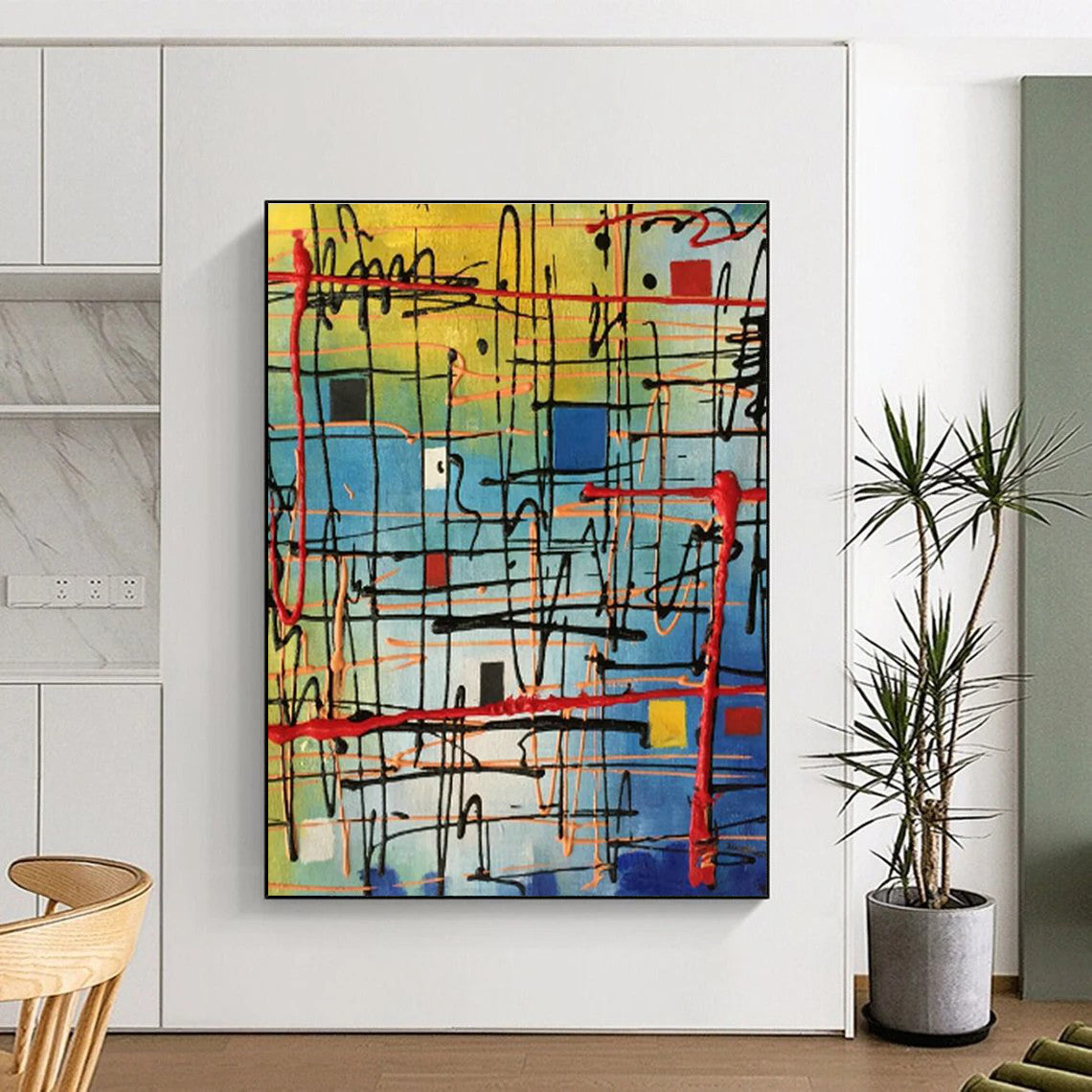 Vibrant Color - Line Grid Art for Cafe & Creative Co - working Space DLZ2282