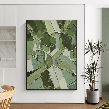Green Block Mosaic Oil Art for Office & Living Room DLZ0308