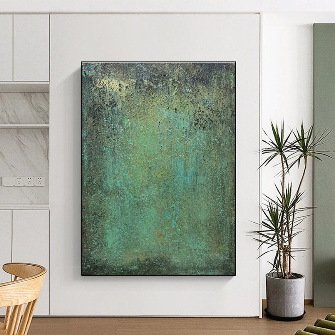 Teal - Green Textured Art for Eco - Friendly Home & Botanical Garden Center DLZ1486