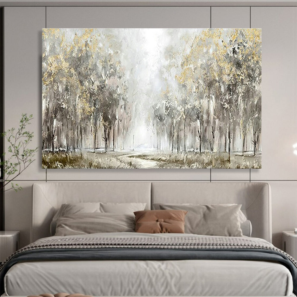 Gold - Leaf Forest Path Art for Elegant Countryside Villa Hallways DLZ3121