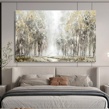Gold - Leaf Forest Path Art for Elegant Countryside Villa Hallways DLZ3121