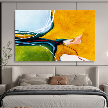 Yellow - Blue Intertwined Abstract for Modern Living Room DLZ2936