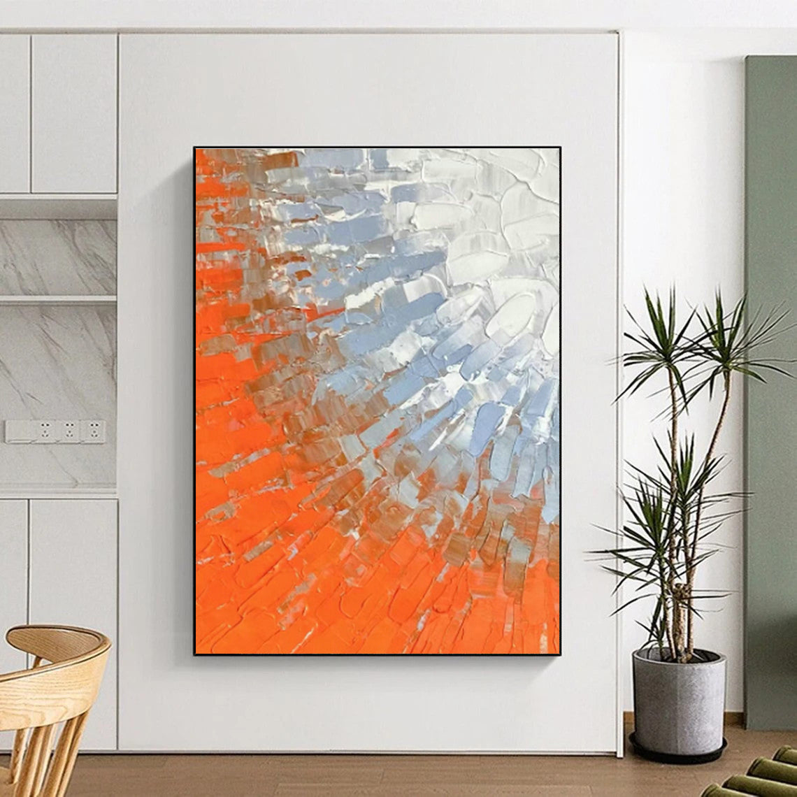 Orange and Blue Textured Art for Rooftop Terrace & Fitness Studio DLZ0613