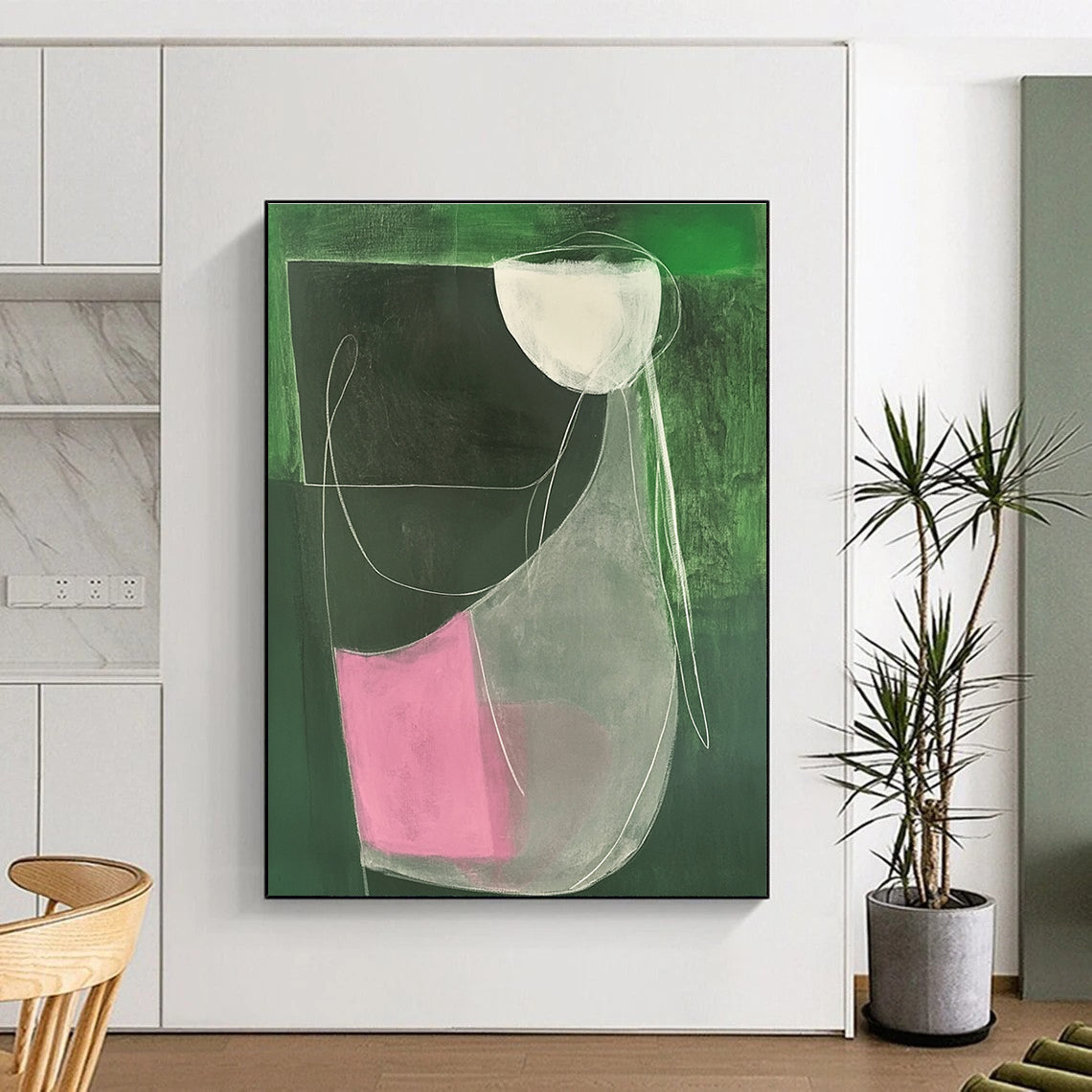 Abstract Green and Pink Forms for Modern Art Café & Creative Studio STSC1297