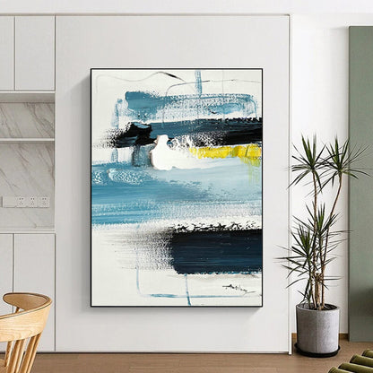 Blue - Yellow Block Abstract Art for Coastal - themed Hotel & Creative Coworking Space DLZ0788