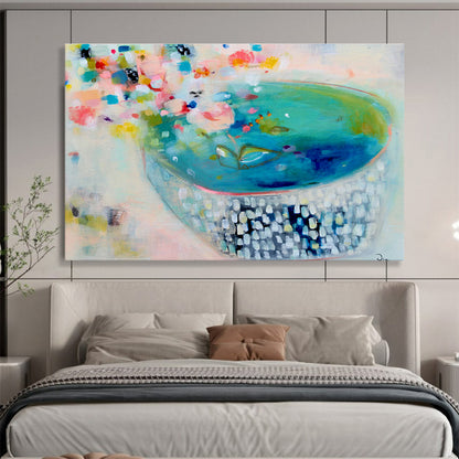 Blue - Bowl Floral Abstract Art for Charming Tea Rooms DLZ2446