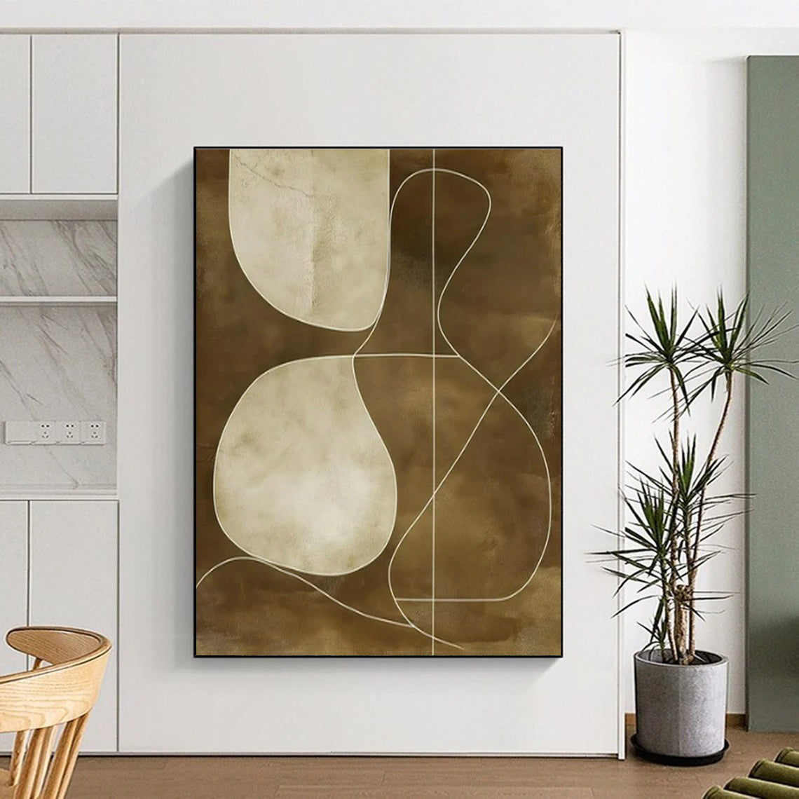Brown - White Geometric Abstract Art for Minimalist Home Office & Art Gallery Lounge DLZ1838