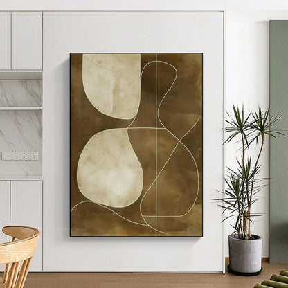 Brown - White Geometric Abstract Art for Minimalist Home Office & Art Gallery Lounge DLZ1838