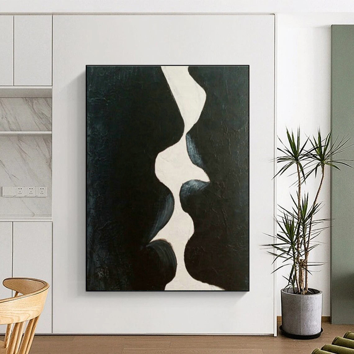 Black - White Abstract Kiss Art for Modern Love - Themed Café & Art - Themed Bedroom DLZ2114