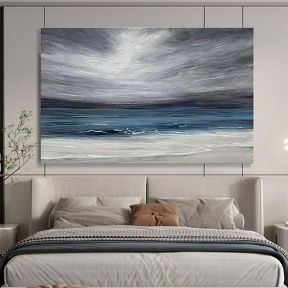 Gray - Cloud Sea View Oil Painting for Nautical - Themed Library Reading Nooks DLZ2599