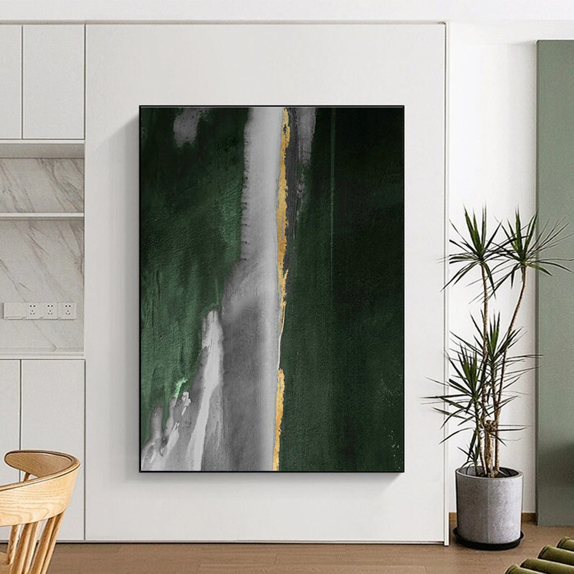 Dark Green & Gold Abstract Art for Luxury Bedroom & High - End Restaurant DLZ1210