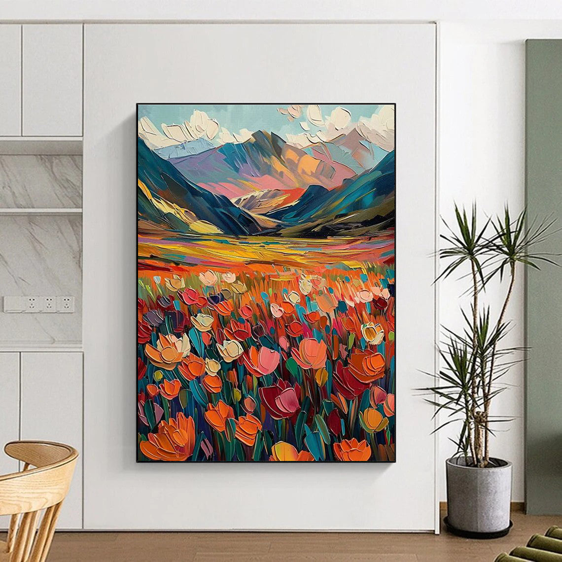 Colorful Mountain Field Art for Ski Lodge & Adventure Café DLZ2297