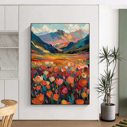 Colorful Mountain Field Art for Ski Lodge & Adventure Café DLZ2297