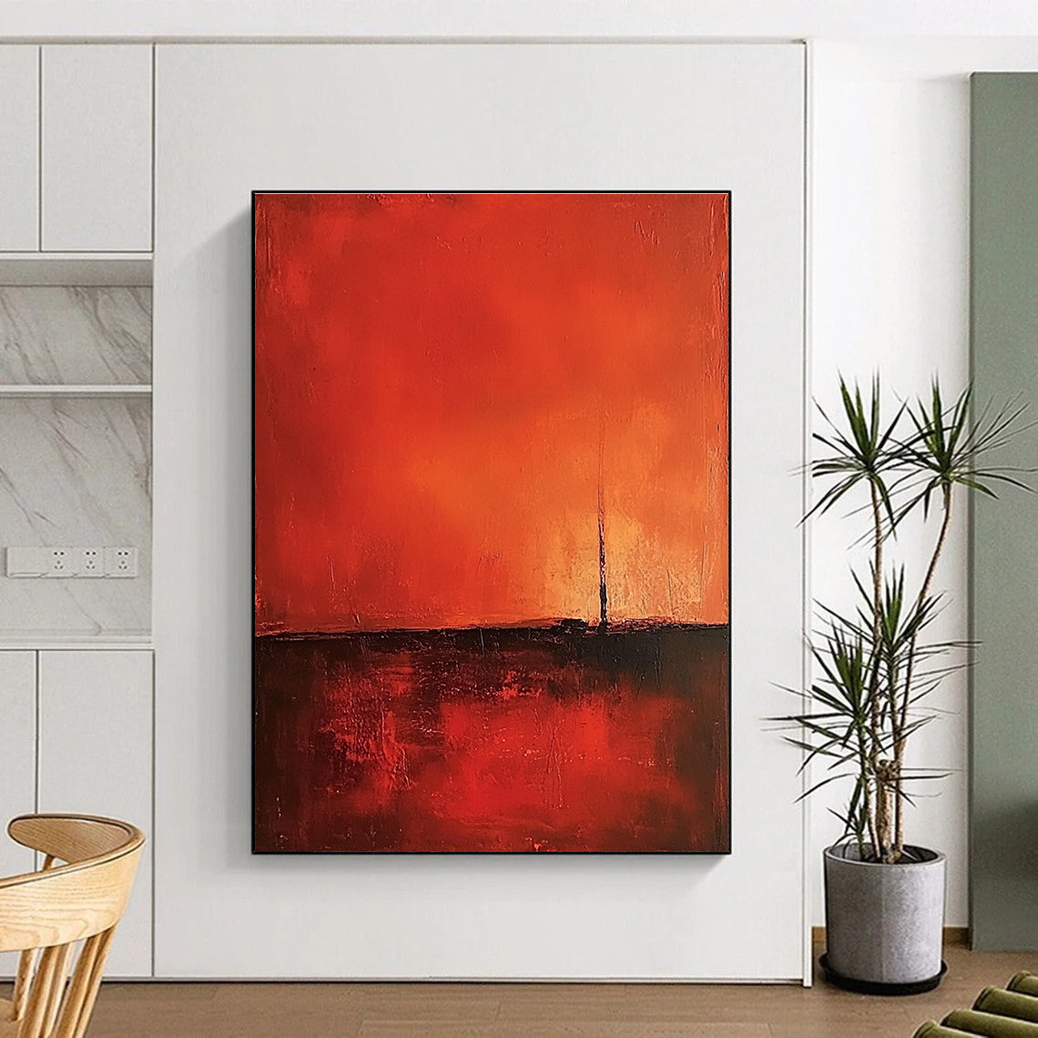 Red Abstract Landscape Art for Bold Corporate Office & Dramatic Home Theater STSC1377