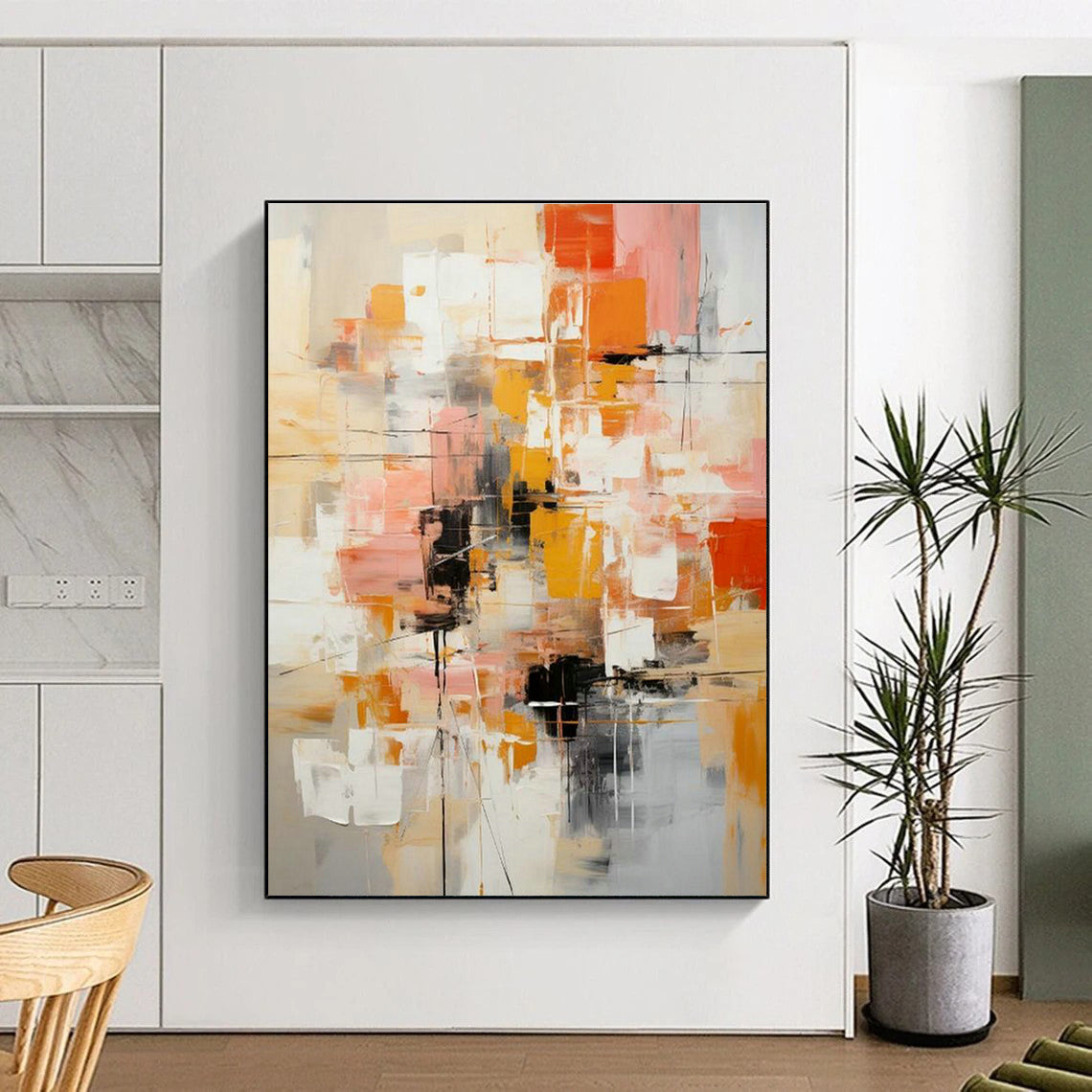 Orange - Pink Abstract Painting for Living Room & Dining Room DLZ0342