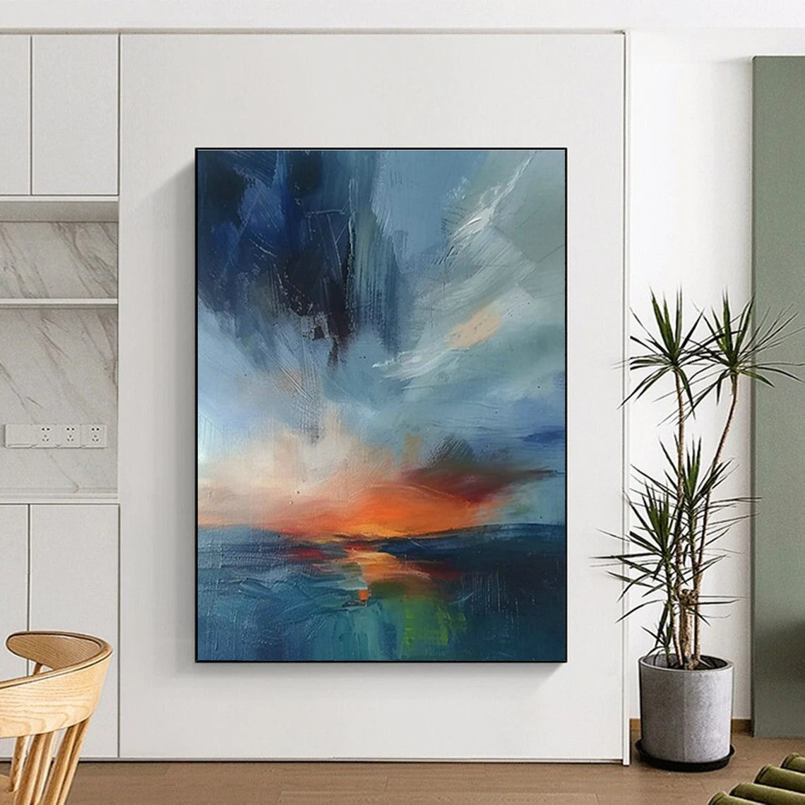 Blue - Orange Seaside Art for Coastal Home Master Bedrooms DLZ0124