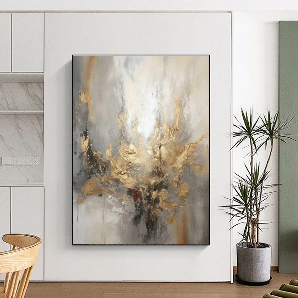Gold - Accented Abstract Art for Opulent Ballroom & Glamorous Master Bedroom DLZ0858