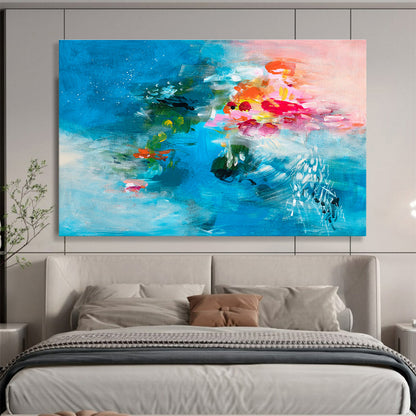 Blue - Based Floral Abstract Art for Serene Bedrooms DLZ2414