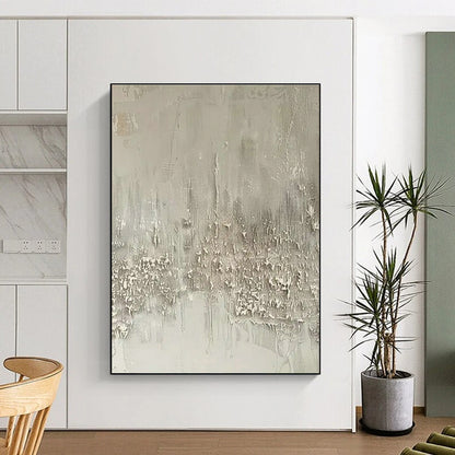 Gray - White Textured Abstract Art for Scandinavian - Style Bedroom & Art Therapy Space DLZ1744