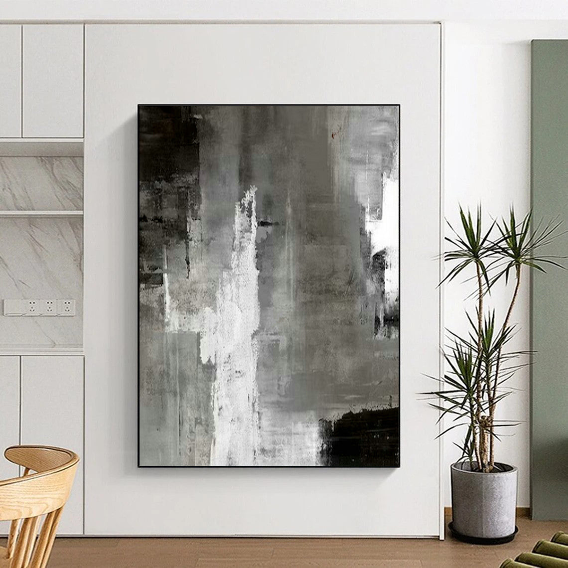 Gray - White Urban Abstract Art for City Apartment Living Room & Architectural Office DLZ2028