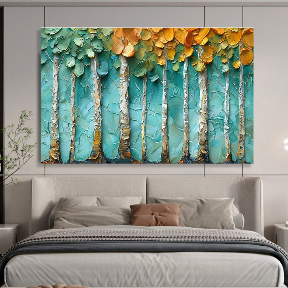 Textured Tree Row Art for Scandinavian - Style Home Office Walls DLZ3206