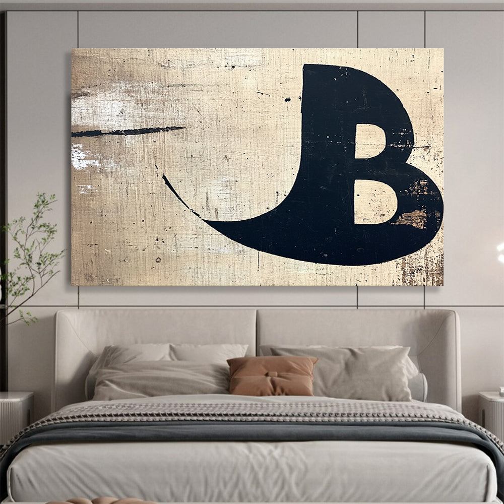 Distressed Letter B Art for Vintage - Themed Café & Industrial - Style Home SC438