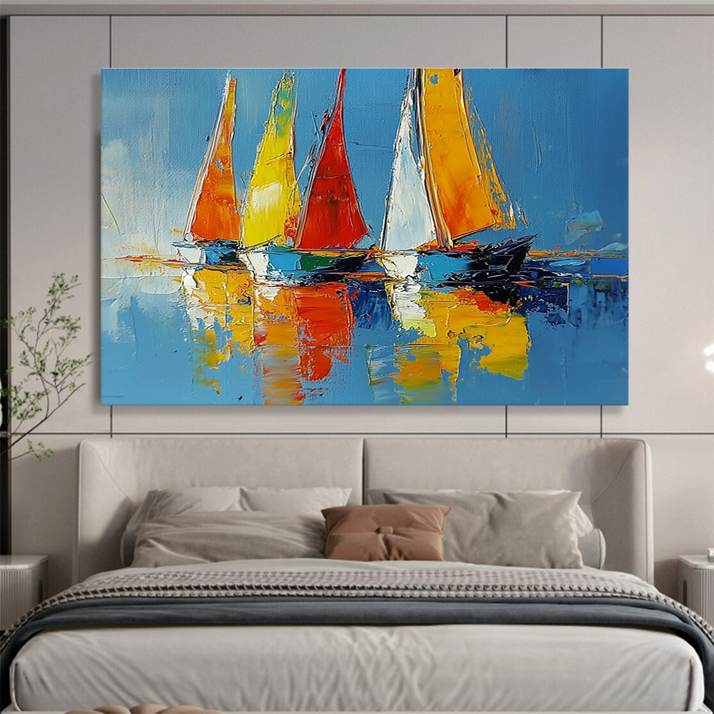 Colorful Sailboats Art for Nautical - Themed Restaurant & Coastal Home Den SC274