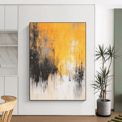 Yellow & Black Abstract Art for Kitchen & Sunroom STSC728