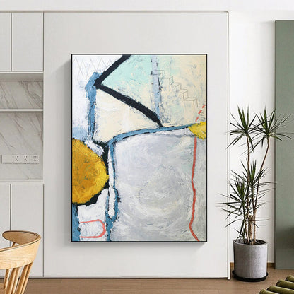 Blue - Gray - Yellow Geometric Abstract Art for Modern Studio & Home Office DLZ1110