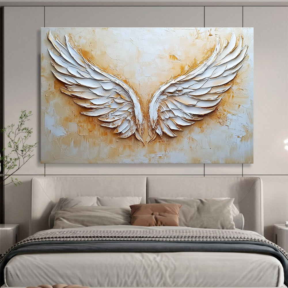 White Angel Wings Art for Spiritual Retreat & Bohemian - Style Home SC004