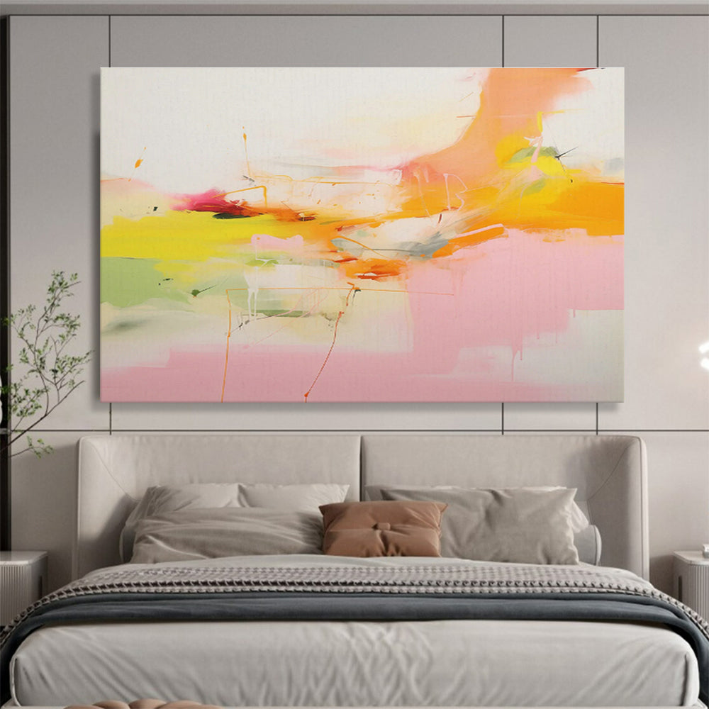 Warm Yellow - Pink Abstract Art for Cozy Breakfast Nook DLZ2874