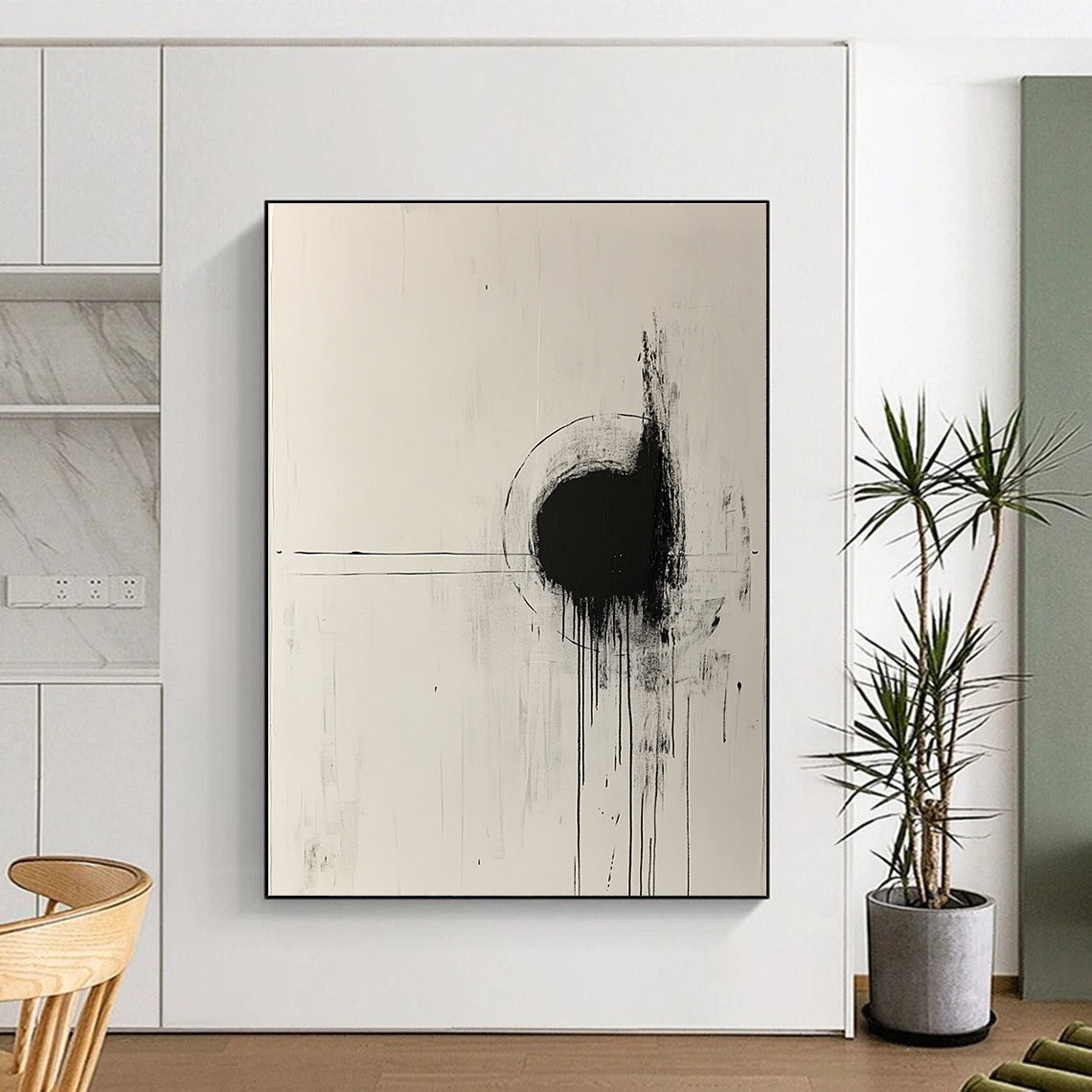 Black and White Drip Abstract for Modern Art Gallery & Edgy Urban Loft STSC568