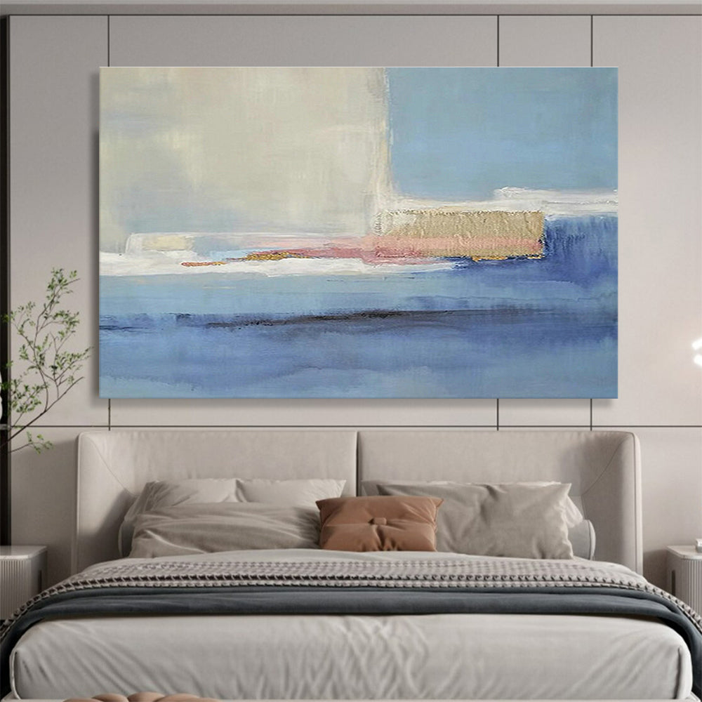 Sleek Blue - Pink Geometric Abstract Art for a Modern Hallway’s Stylish First Impression DLZ2791