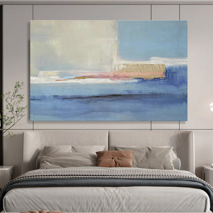 Sleek Blue - Pink Geometric Abstract Art for a Modern Hallway’s Stylish First Impression DLZ2791