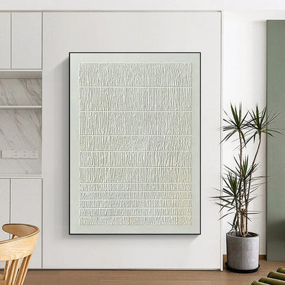 White Textured Abstract Art for Minimalist Gallery & Home Bedroom DLZ1136