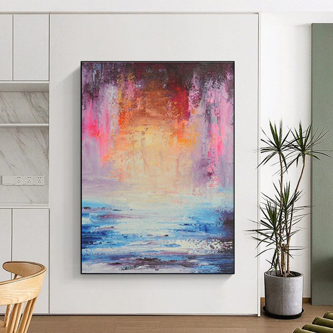 Pink - Purple - Orange Abstract Art for Beach Resort Spa Waiting Rooms DLZ0027