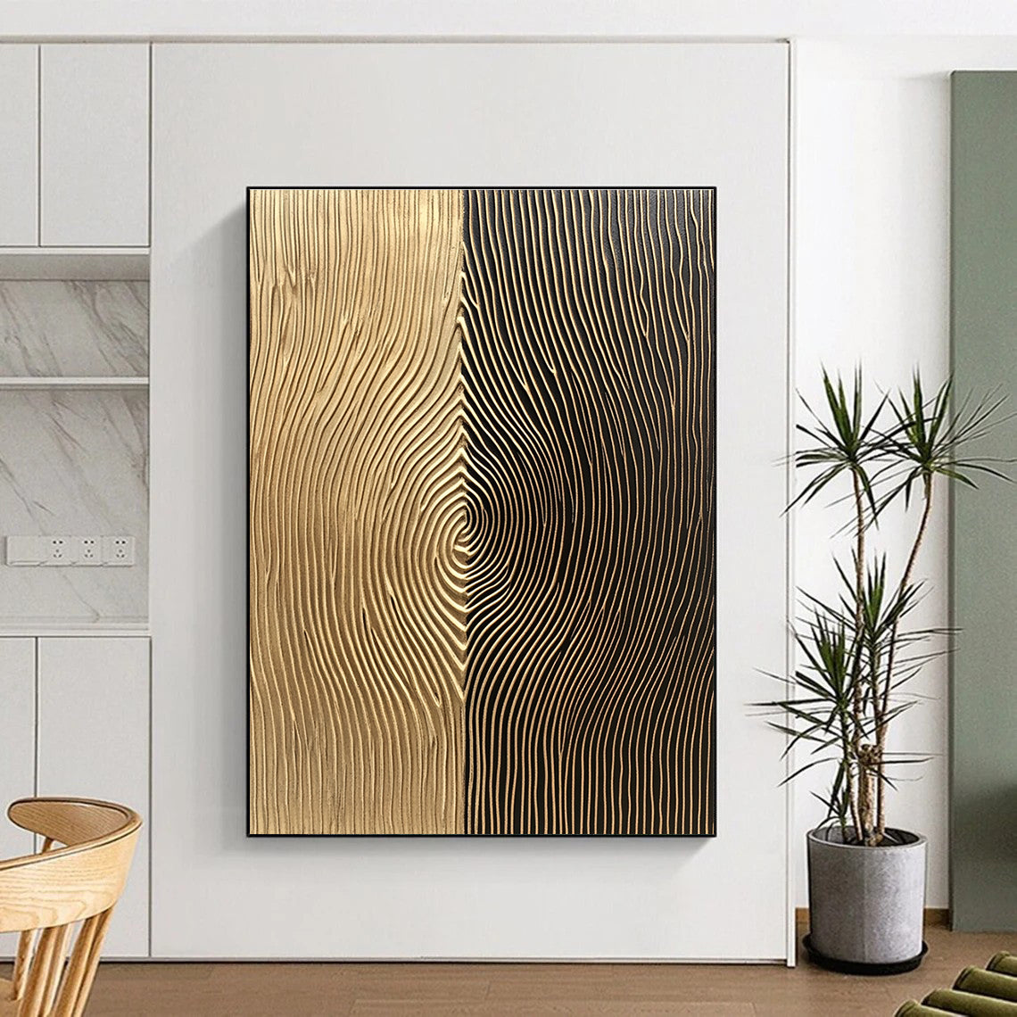 Gold and Black Textured Art for Luxurious Hotel Lobby & Modern Office Reception STSC1214