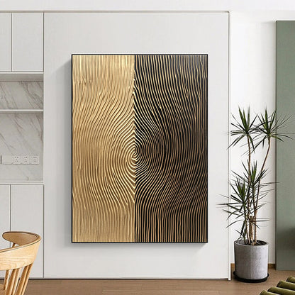 Gold and Black Textured Art for Luxurious Hotel Lobby & Modern Office Reception STSC1214