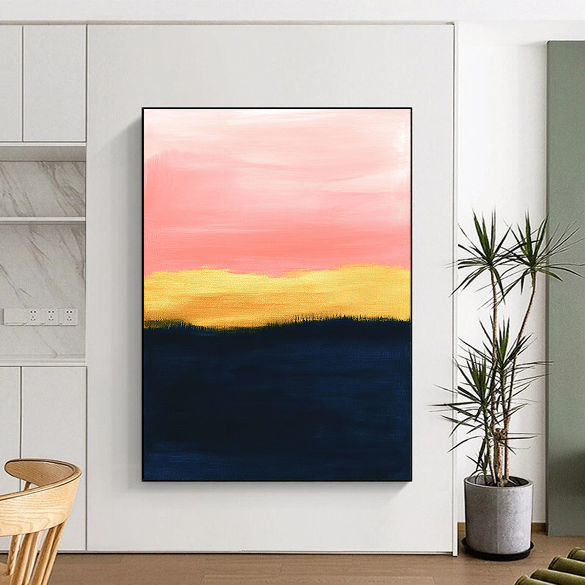 Pink and Gold Sunset Art for Coastal Home Living Area & Wellness Spa STSC1345