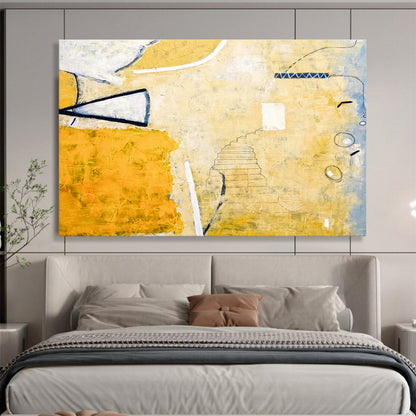Yellow - Gray Staircase Abstract for Artistic Home Library DLZ2946