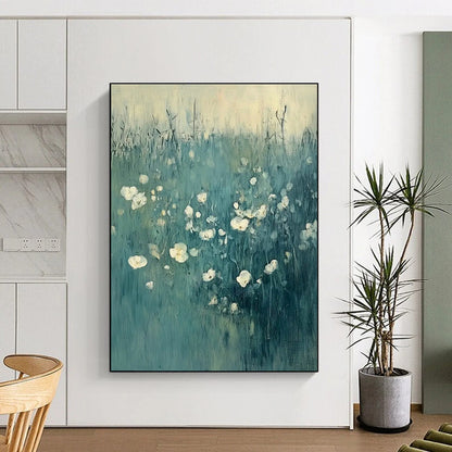 Blue - Green Floral Landscape Art for Living Room & Garden Room DLZ0425