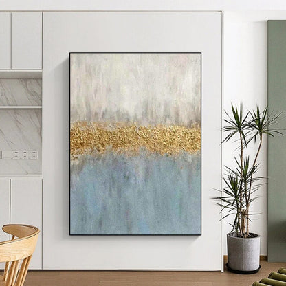 Gray - Gold - Blue Abstract Art for Living Room & Office DLZ0301