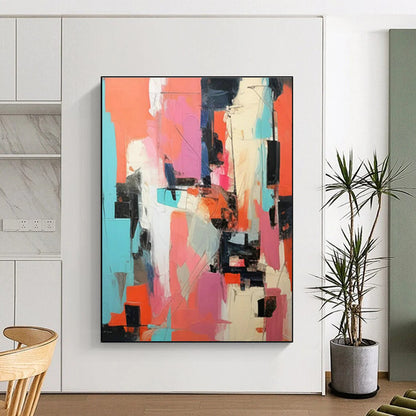 Pink - Orange - Blue Abstract Art for Bohemian Rooftop Bar & Creative Studio DLZ1724