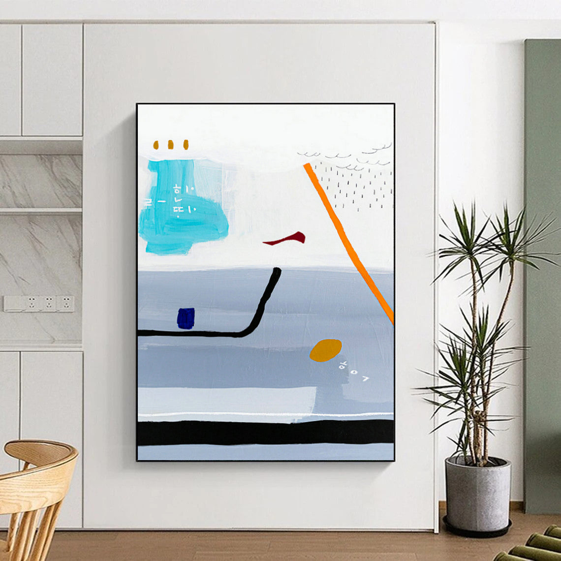 Light Blue Color Abstract Art for Coastal - Themed Restaurant & Home Balcony DLZ1105