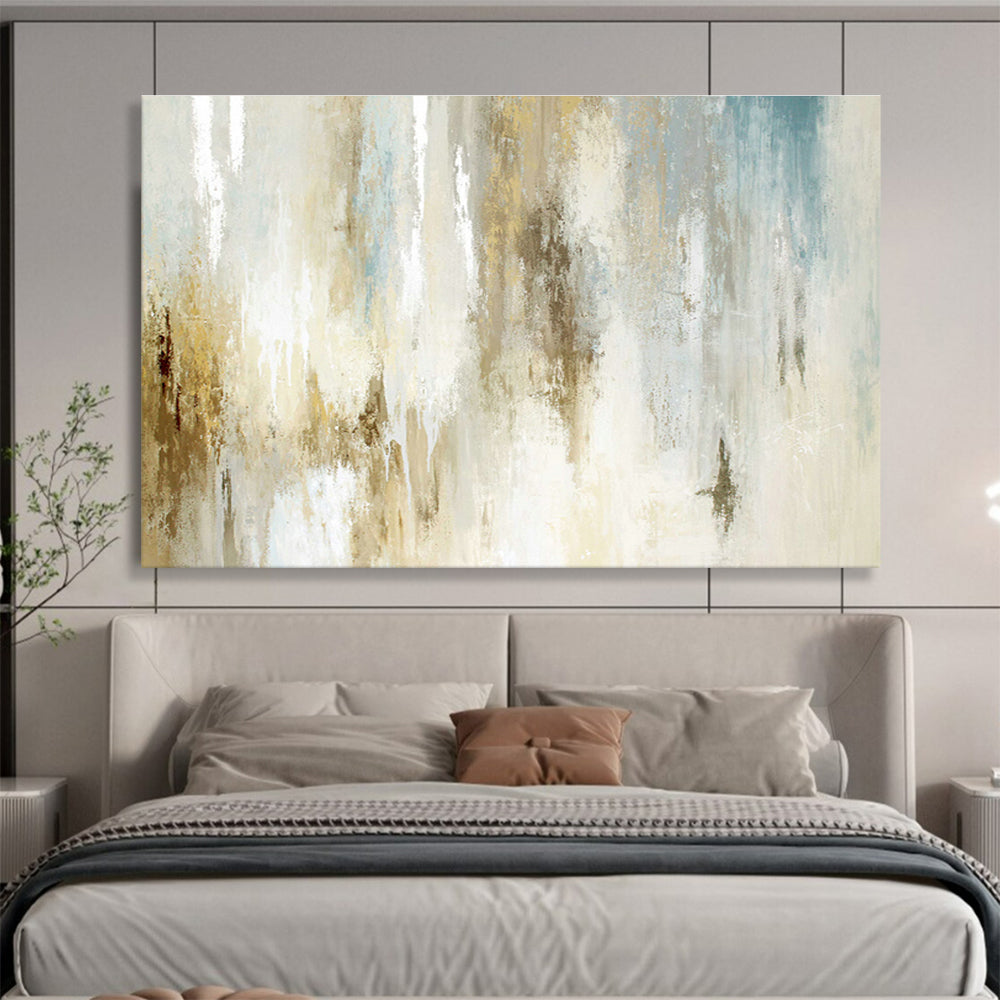 Beige - Gold Abstract Art for Minimalist Bedroom DLZ2906