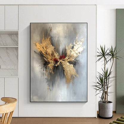 Gold - Red Abstract Butterfly Art for Bedroom & Luxury Spa STSC729