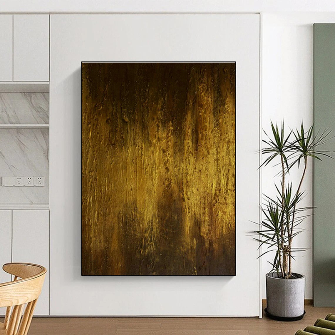 Deep Gold Abstract Art for Luxury Hotel Lobby Lounge Areas DLZ0031