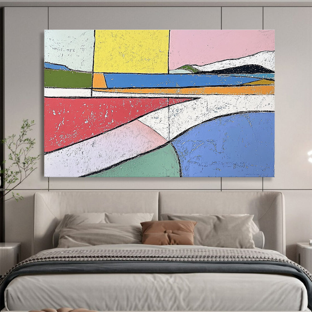 Geometric Landscape Collage Art for Contemporary Office Lounge & Art - Centric Café SC061