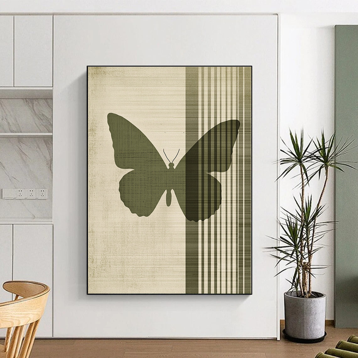 Green Butterfly Silhouette for Bohemian - style Garden Room & Nature - loving Home Entryway STSC1009