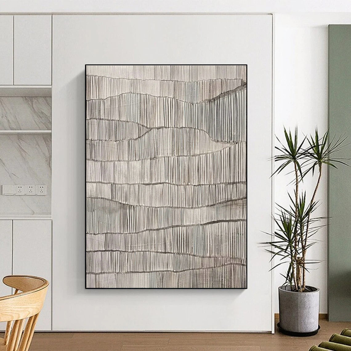 Wavy Line Textured Art for Coastal Restaurant & Art Gallery Atrium DLZ1041